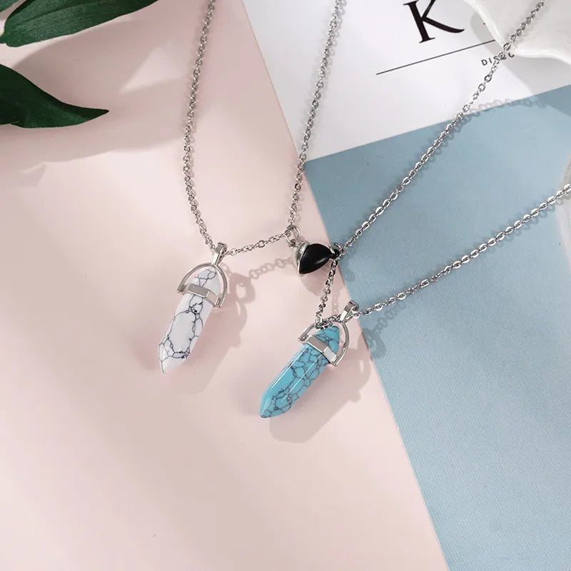 Lot de 2 Colliers D'amitié - Tube - BFF - Best Friends Forever - Pendentif Aimanté Coeur - Amoureux Couple Amitié