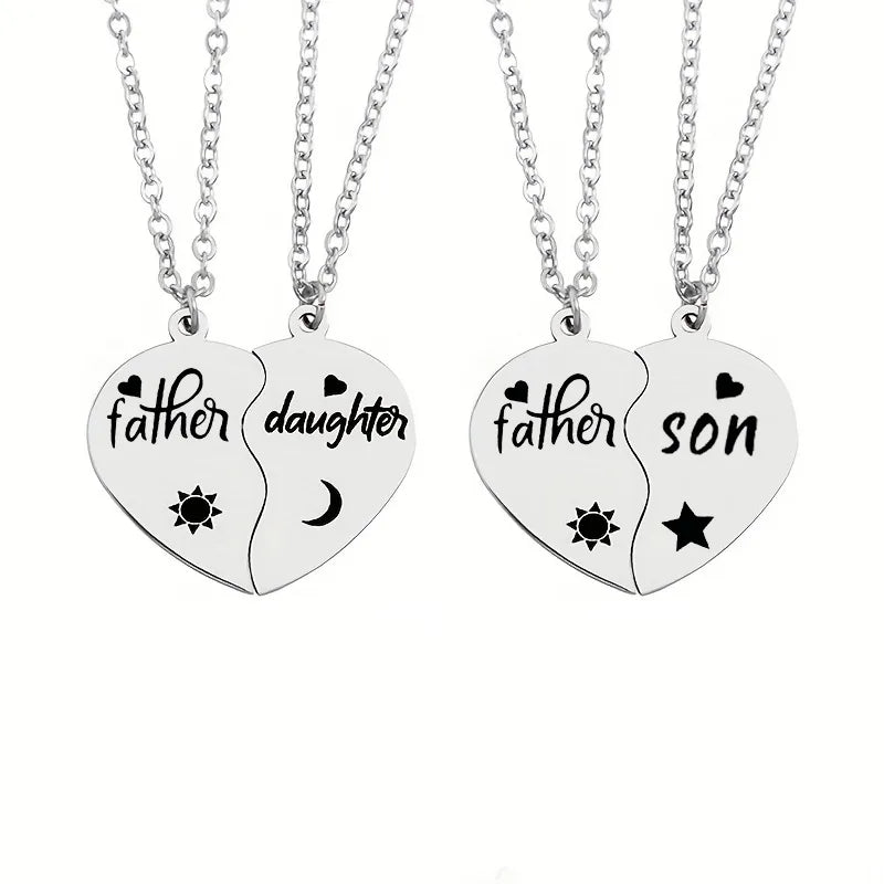 Set mit 2 Mutter-Tochter-Halsketten – Familie, Eltern, Kind, Mutter und Tochter – ausgefallen – Herz-Anhänger – Edelstahl