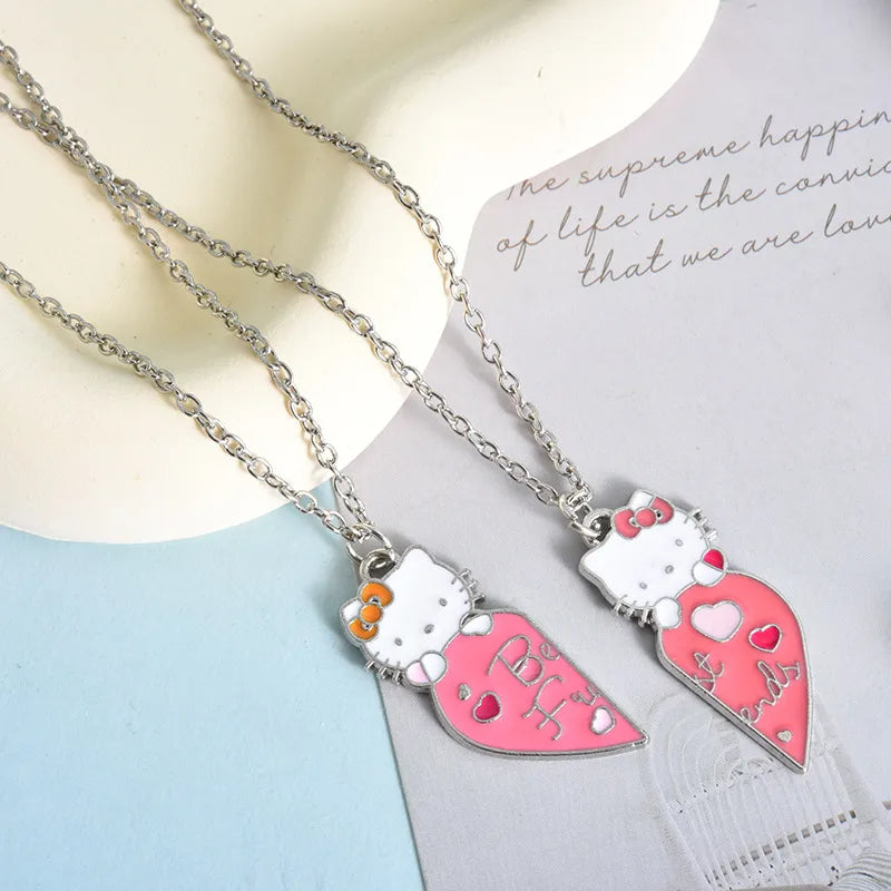 Set of 2 Friendship Necklace Chains | Hamburger Fries Separate to Share | Lovers | Best Friends Couple