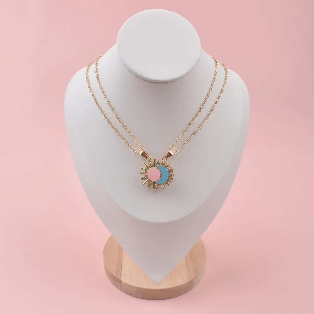 Lot de 2 Colliers BFF - Lune et Soleil - Best Friends Forever - Pendentif Aimanté - Colliers à partager