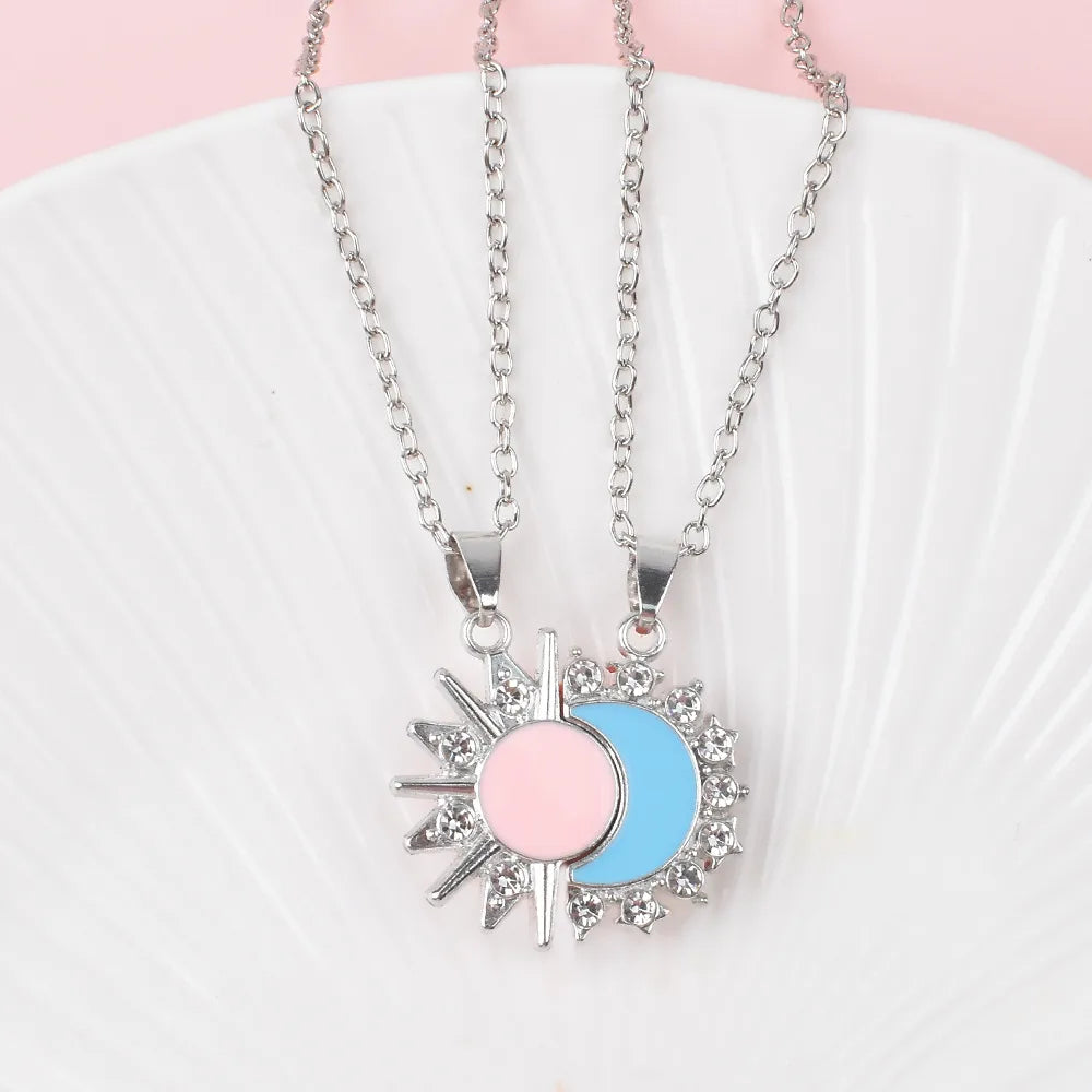 Lot de 2 Colliers BFF - Lune et Soleil - Best Friends Forever - Pendentif Aimanté - Colliers à partager