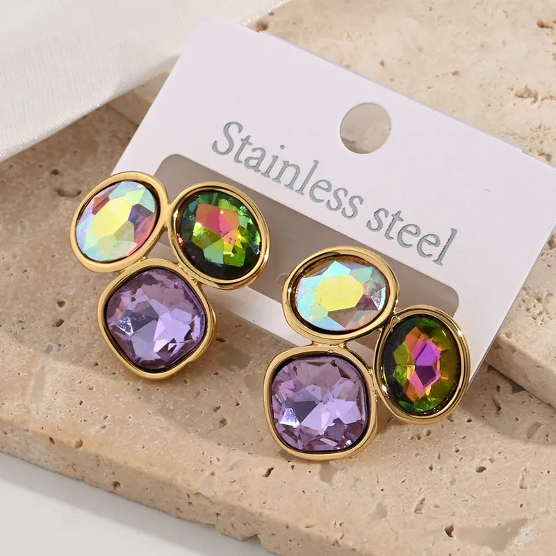 Boucles Oreilles - Diamant Géométries - Acier Inoxydable 304 - Clous d'oreilles