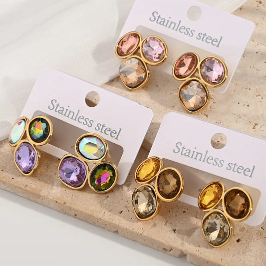 Boucles Oreilles - Diamant Géométries - Acier Inoxydable 304 - Clous d'oreilles