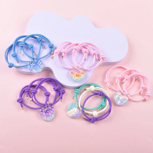 Lot de 3 Bracelets BFF Cordon Réglable - Coeur Aimanté Papillon Licorne Etoile - Best Friends Forever - Amitié