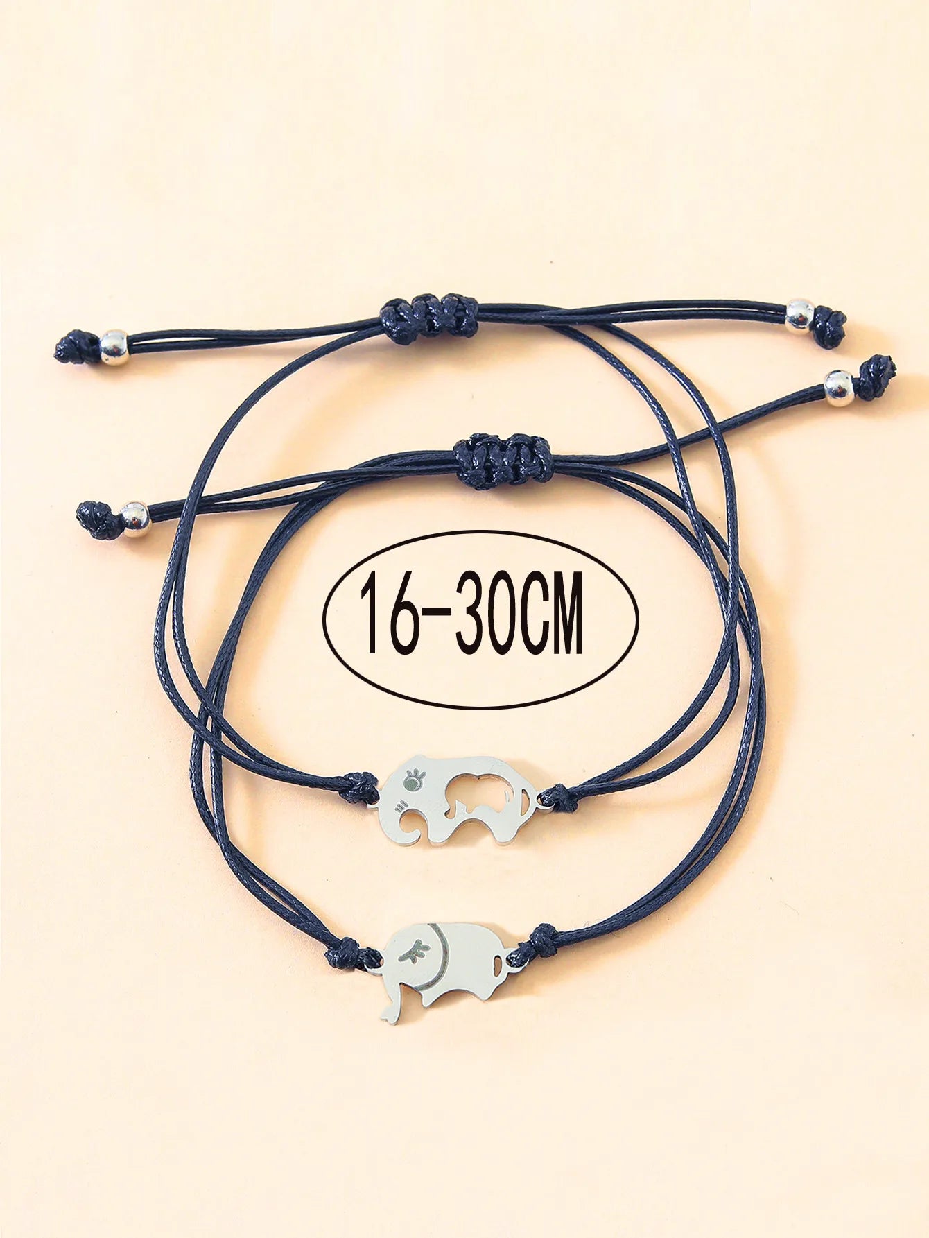 Set mit 2 Elefanten-Armbändern für Mutter und Tochter – Familie, Eltern, Kind, Mutter und Tochter – Fantasie – Elefanten-Anhänger – Edelstahl