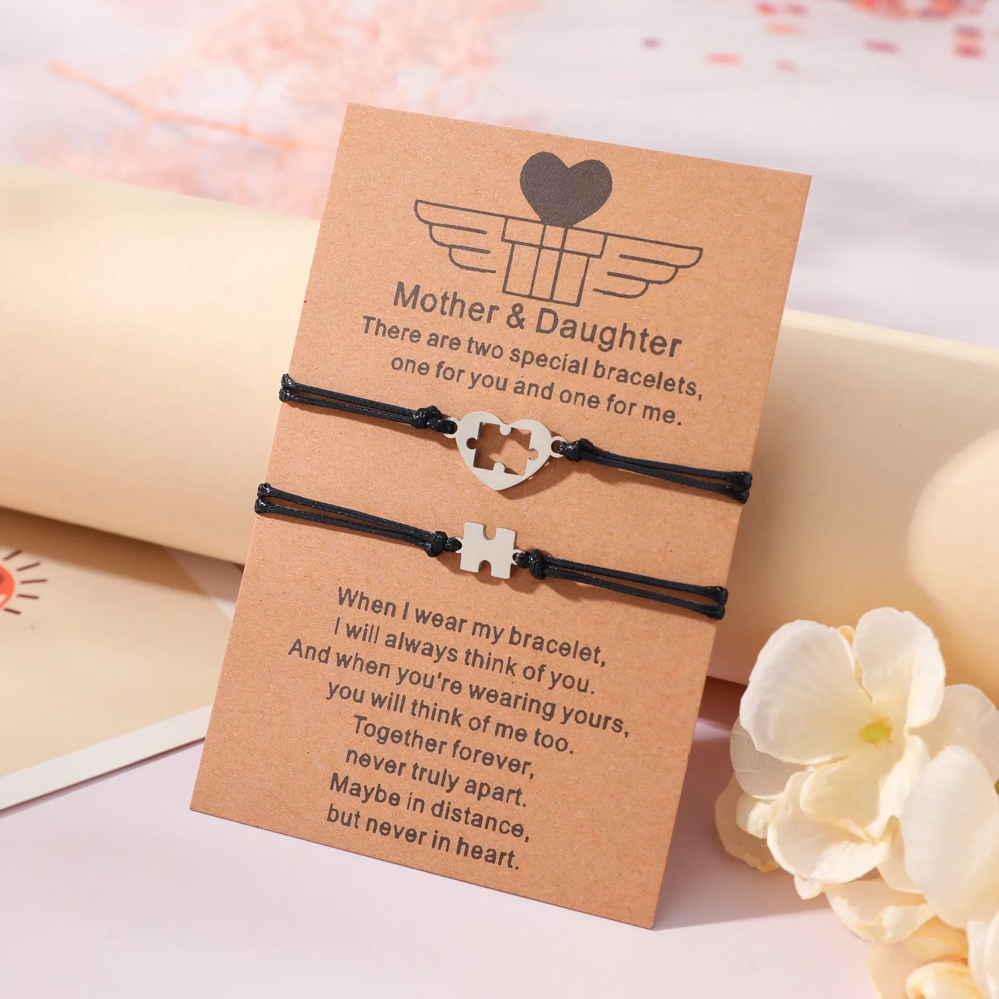 Set mit 2 Elefanten-Armbändern für Mutter und Tochter – Familie, Eltern, Kind, Mutter und Tochter – Fantasie – Elefanten-Anhänger – Edelstahl