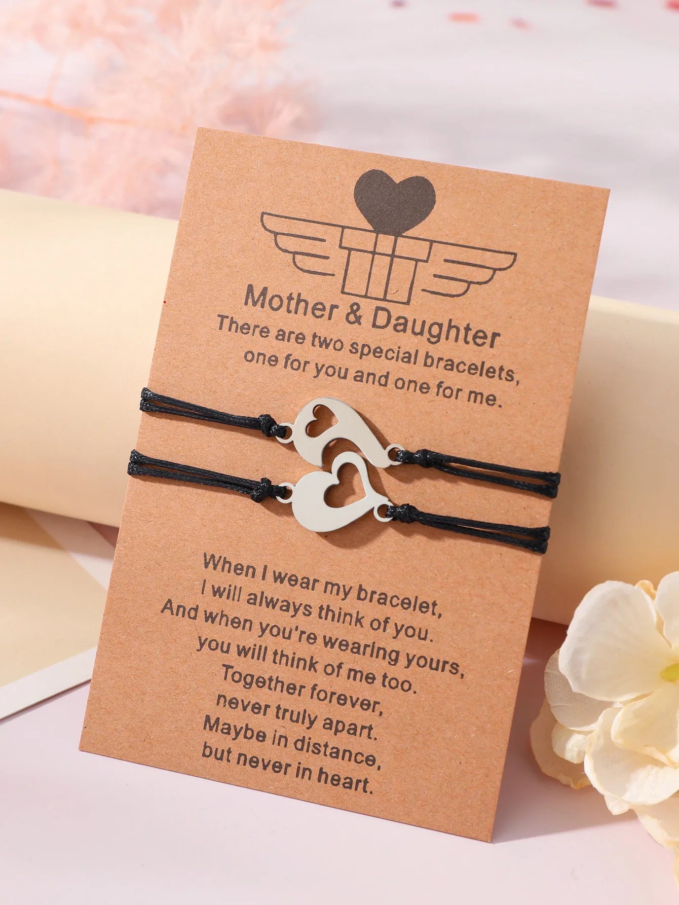 Set mit 2 Elefanten-Armbändern für Mutter und Tochter – Familie, Eltern, Kind, Mutter und Tochter – Fantasie – Elefanten-Anhänger – Edelstahl