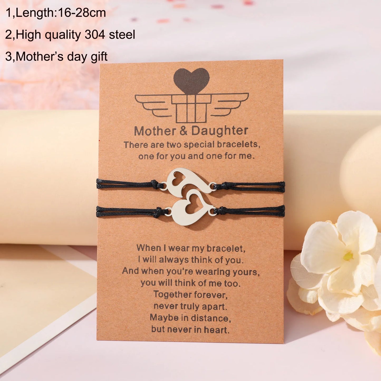 Set mit 2 Elefanten-Armbändern für Mutter und Tochter – Familie, Eltern, Kind, Mutter und Tochter – Fantasie – Elefanten-Anhänger – Edelstahl