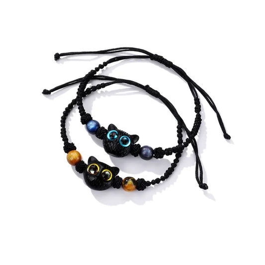 Lot de 2 Bracelets BFF Cordon Réglable - Chat - Best Friends Forever