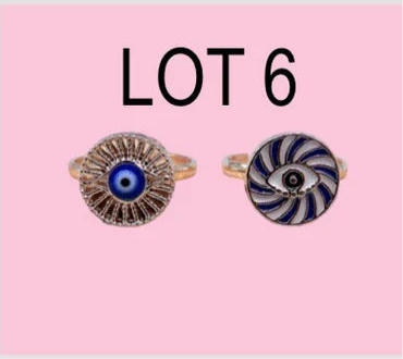 LOT de 2 Bagues Réglables pour Enfants - Oeil - Mauvais Oeil