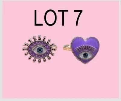 LOT de 2 Bagues Réglables pour Enfants - Oeil - Mauvais Oeil