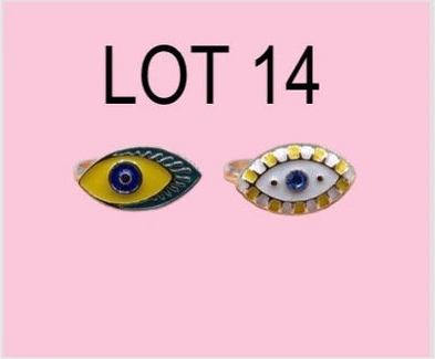 LOT de 2 Bagues Réglables pour Enfants - Oeil - Mauvais Oeil