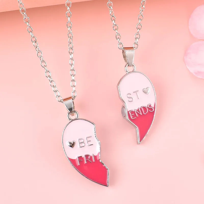 Lot de 2 Colliers ou Bracelets D'amitié Aimanté - Coeur - BFF - Best Friends Forever - Amitié - Pendentif Chaîne