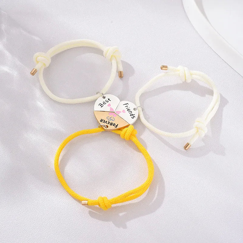 Lot de 3 Colliers ou Bracelets BFF - Best Friends Forever - Coeur - Amitié - A partager