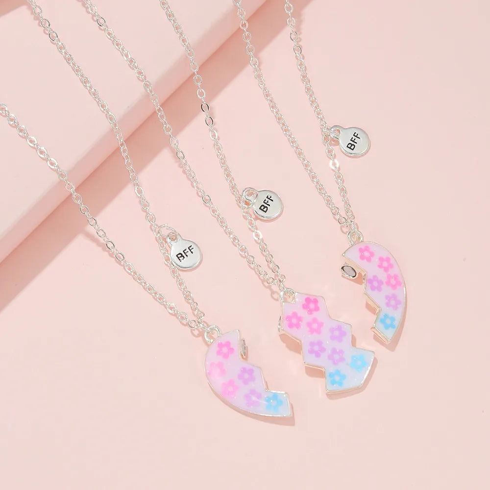 Lot de 3 Colliers BFF Aimanté - Coeur Paillettes - Best Friends Forever - Amitié - Pendentif