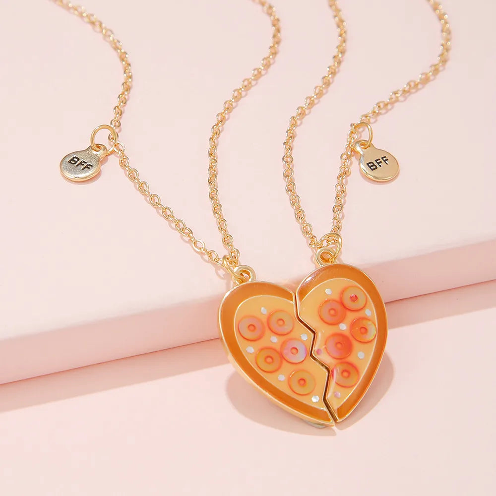 CHILDREN - Set of 2 Chains Friendship Necklaces Cat Unicorn & Heart - BFF Best Friends Forever - Fantasy - Rainbow Resin Pendant