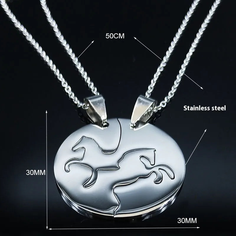 Set aus 2 Freundschaftsketten – Herz und Schlüssel – BFF Best Friends Forever – Anhänger – Liebendes Paar, Silber, Edelstahl