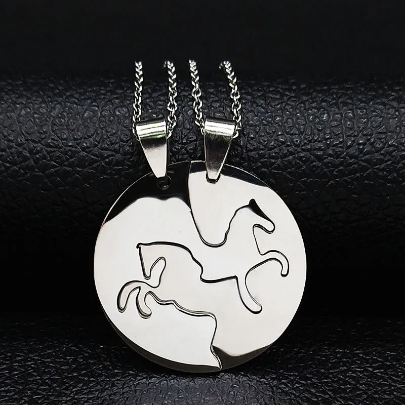 Set aus 2 Freundschaftsketten – Herz und Schlüssel – BFF Best Friends Forever – Anhänger – Liebendes Paar, Silber, Edelstahl