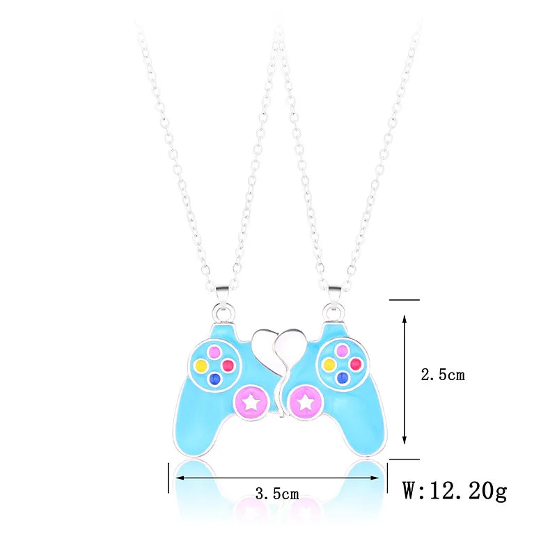 Set mit 2 Freundschaftsketten – Spielkonsolen-Controller – BFF Best Friends Forever – Fantasy – Magnetanhänger – Paarliebhaber