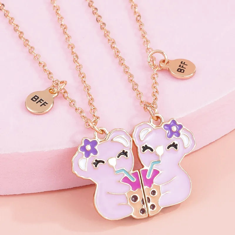 Lot de 2 Colliers D'amitié Aimanté - Koala - Couleur Bonbon Mignon - BFF - Best Friends Forever - Amitié - Fantaisie - Pendentif Aimanté