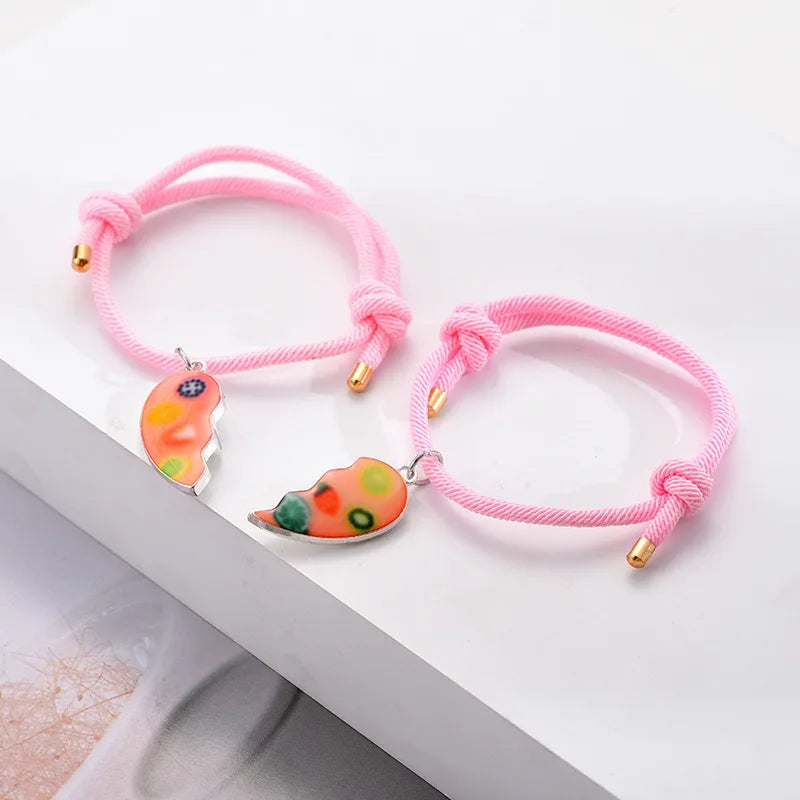 Lot de 2 Colliers, Bracelets ou Porte Clés BFF Aimanté - Coeur Fruits - Best Friends Forever - Amitié