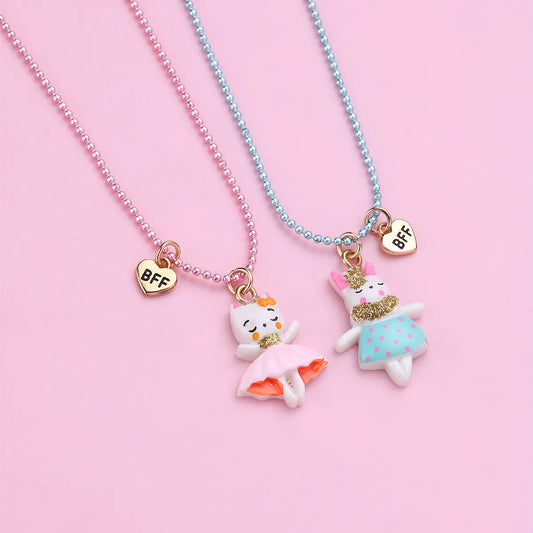 Lot de 2 Colliers BFF - Chat Lapin - Best Friends Forever - Pendentif et Chaine Colorée - Amitié