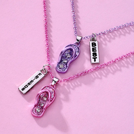 Lot de 2 Colliers BFF - Tongue Chaussure plage - Best Friends Forever - Amitié à partager
