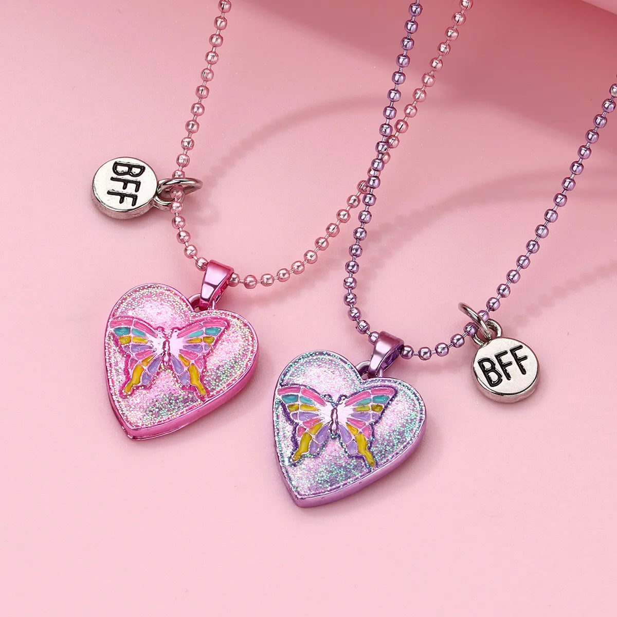 Lot de 2 Colliers D'amitié - Coeur Papillon - BFF - Best Friends Forever - Amitié