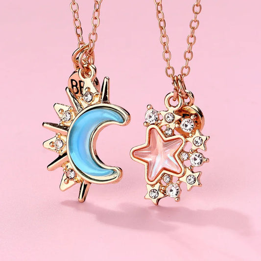 Lot de 2 Colliers BFF - Etoile Lune - Best Friends Forever -  A partager