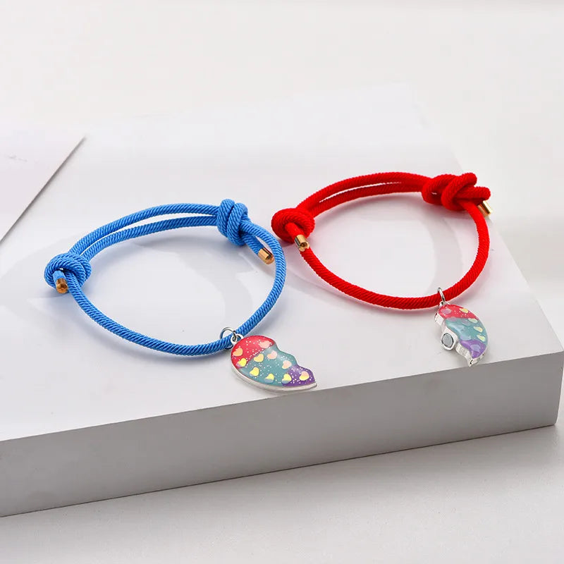 Lot de 2 Colliers, Bracelets ou Porte Clés BFF Aimanté - Coeur Paillettes - Best Friends Forever - Amitié