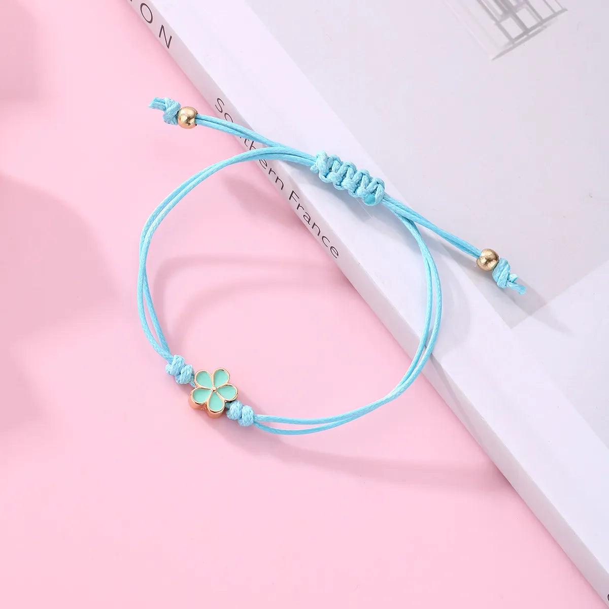 CHILD - Set of 3 Adjustable Cord Bracelets - Pastel Colors Rainbow Heart Flower - Sweet Cute Pendant