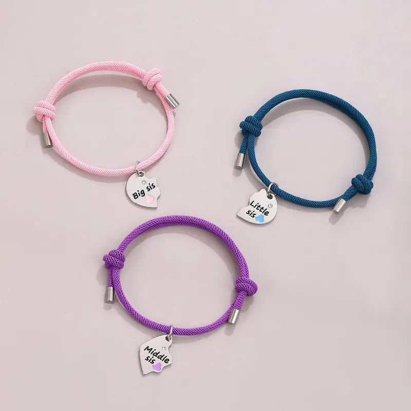 Set mit 3 verstellbaren Kordelarmband-Mutter-Töchtern – Familie, Eltern, Kind, Mutter, Schwester, Mädchen – Fantasie – Schmetterlinge-Anhänger