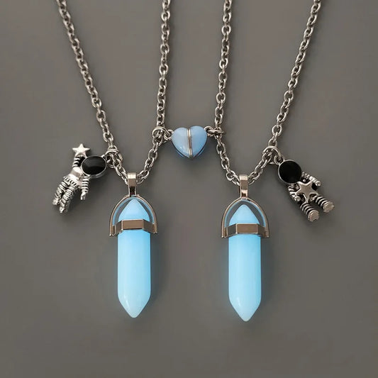 Lot de 2 Colliers D'amitié - Tube - BFF - Best Friends Forever - Pendentif Aimanté Coeur - Amoureux Couple Amitié