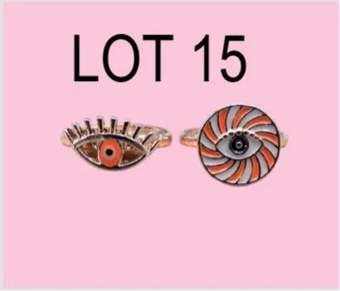 LOT de 2 Bagues Réglables pour Enfants - Oeil - Mauvais Oeil