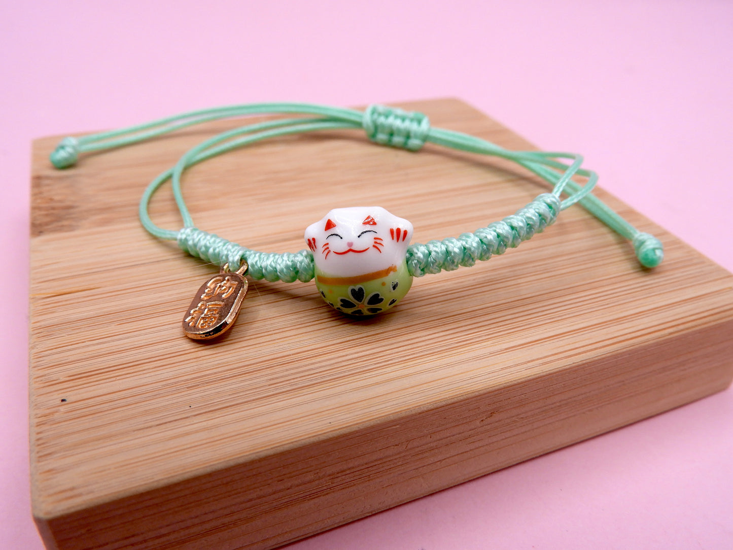 Bracelets Cordon Réglable Chat Chinois - Porte Bonheur - Lucky - Amoureux des Chats - Mignon