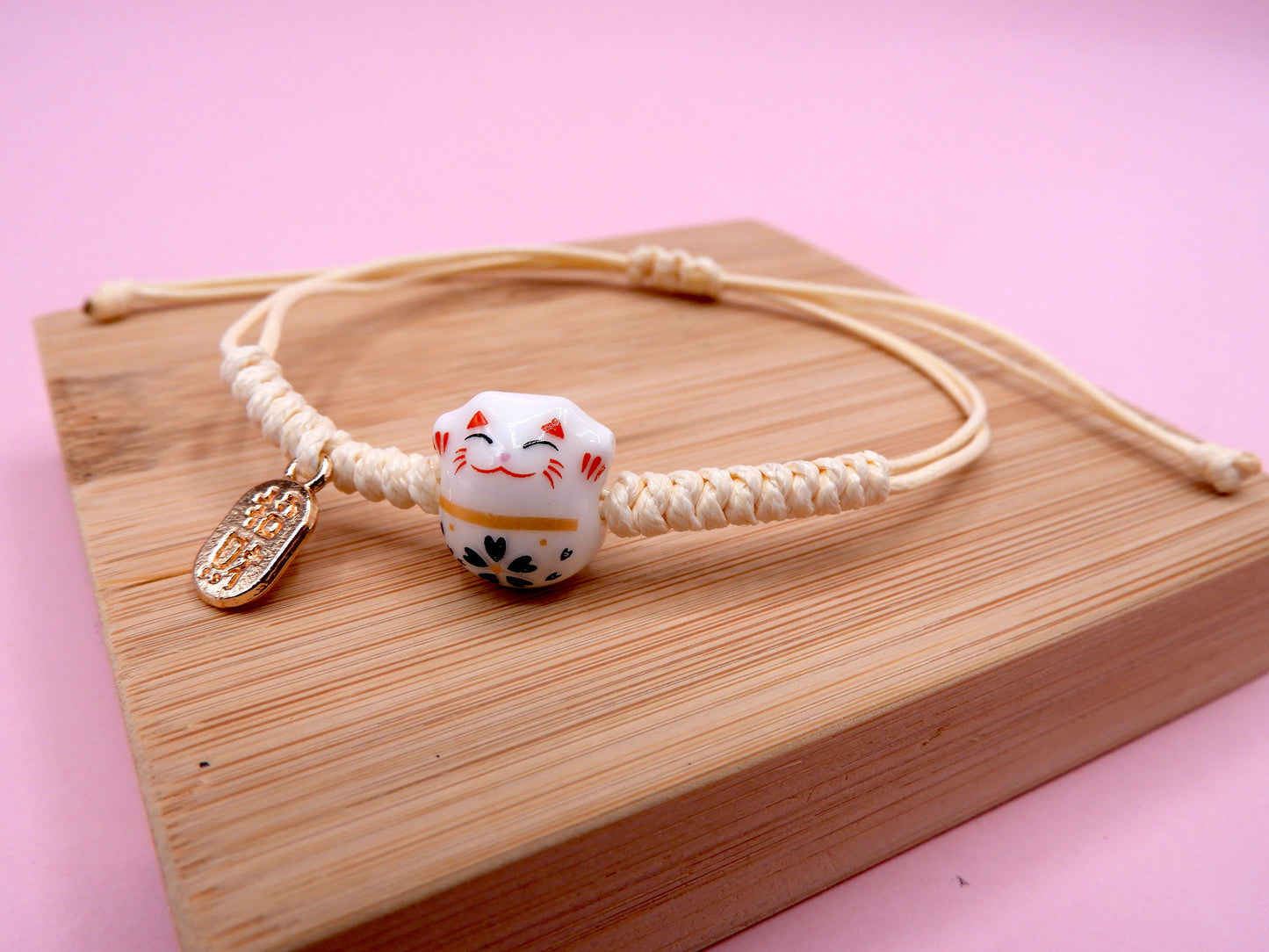 Bracelets Cordon Réglable Chat Chinois - Porte Bonheur - Lucky - Amoureux des Chats - Mignon