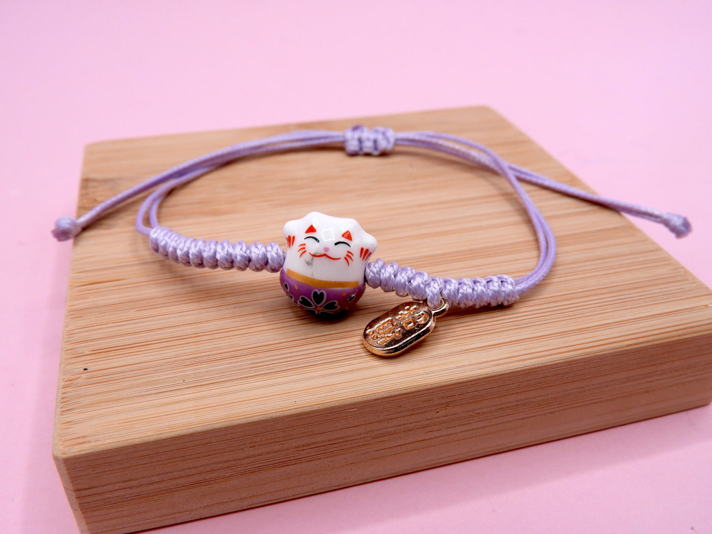 Bracelets Cordon Réglable Chat Chinois - Porte Bonheur - Lucky - Amoureux des Chats - Mignon