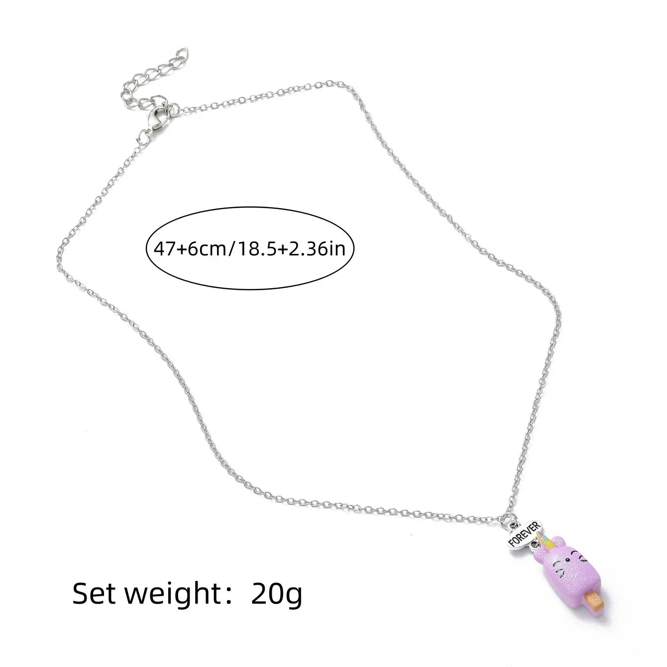 Lot de 3 Colliers D'amitié - Bâtonnet de Glace Licorne Ourson Chat Kawaii  - BFF - Best Friends Forever - Fantaisie - Pendentif Mignon - Amitié