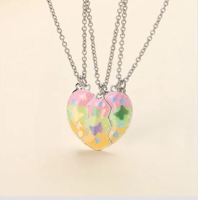 Lot de 3 Colliers D'amitié Aimanté - Coeur Dauphin Papillon - BFF - Best Friends Forever - A Partager - Mignon - Amitié