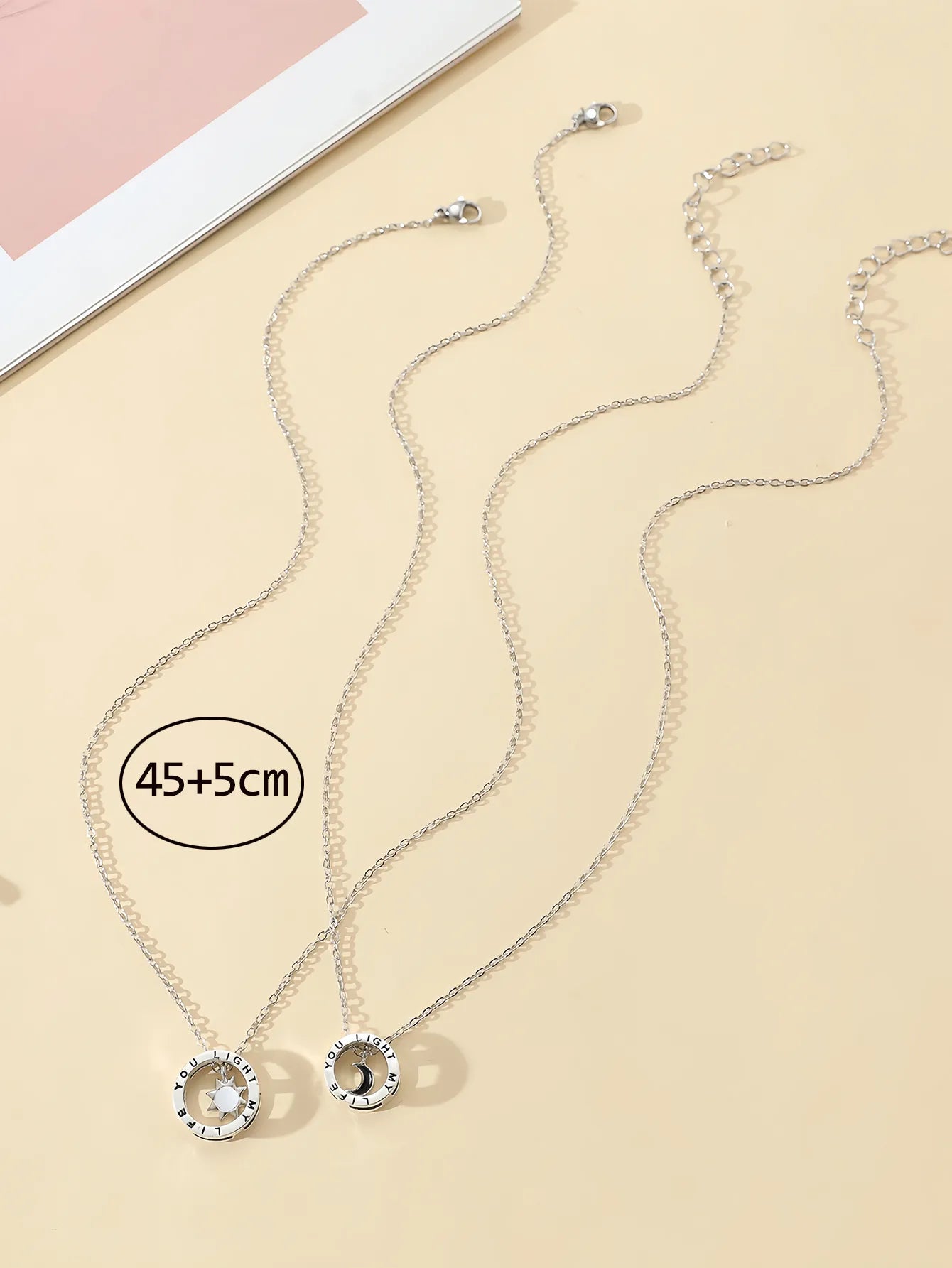 Lot de 2 Colliers BFF avec Carte - Lune Soleil - Montagne Mer - Best Friends Forever - Amitié - Promesse petit doigt