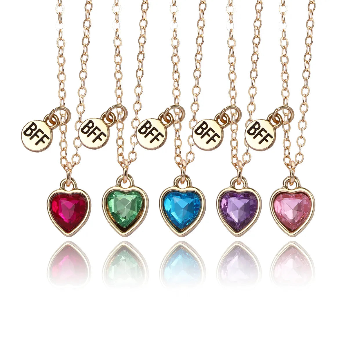Lot de 5 Colliers BFF - Coeurs Diamant - Best Friends Forever - Amitié - À Partager