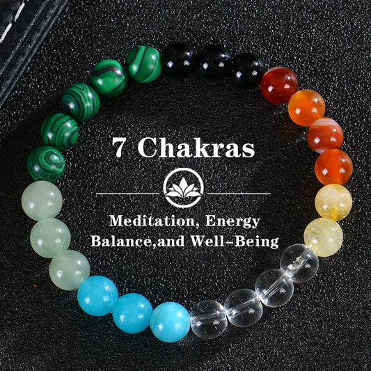 Bracelet Pierre Naturelle - 7 Chakras - Méditation Energie