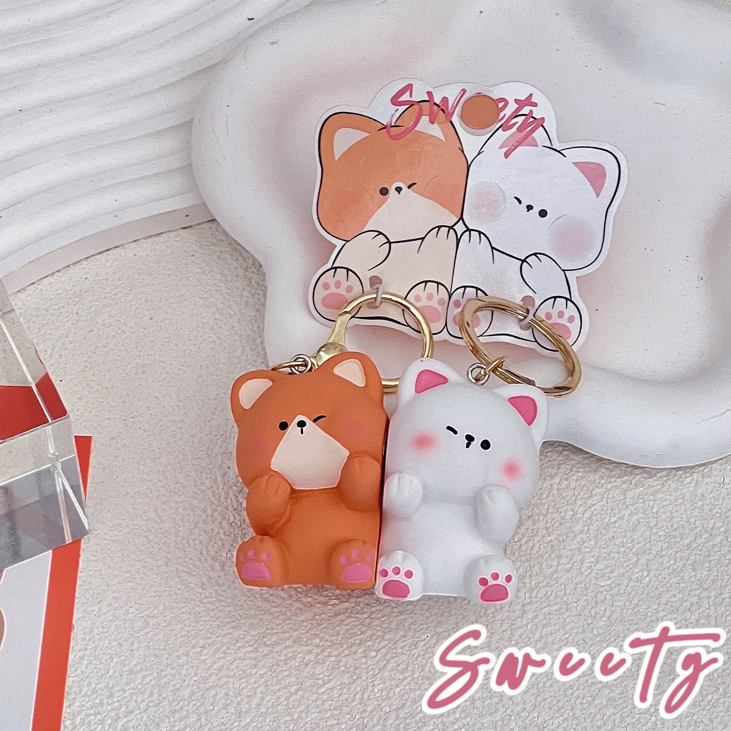 Porte Clés - Mignon Chat Siamois Shiba - A Partager - Aimanté - Amoureux - Meilleurs Amis - Pendentif Sac - BFF - Best Friends - Amitié