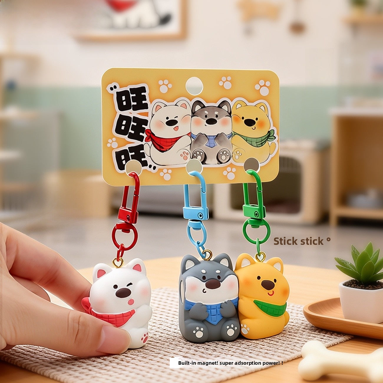 Porte Clés Trio - Mignon Chiens - A Partager à 3 - Aimanté - Amoureux - Meilleurs Amis - Pendentif Sac - BFF - Best Friends - Amitié