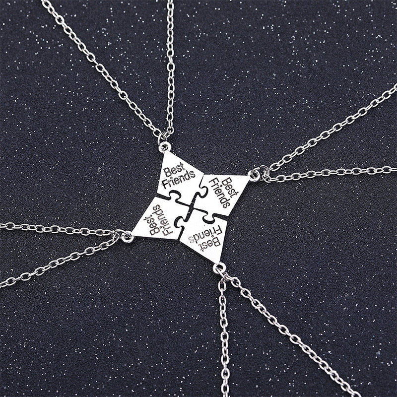 Lot de 4 5 6 7 ou 8 Colliers D'amitié - Puzzle en Forme D’Étoile - A Partager - BFF - Best Friends Forever - Argenté - Amitié