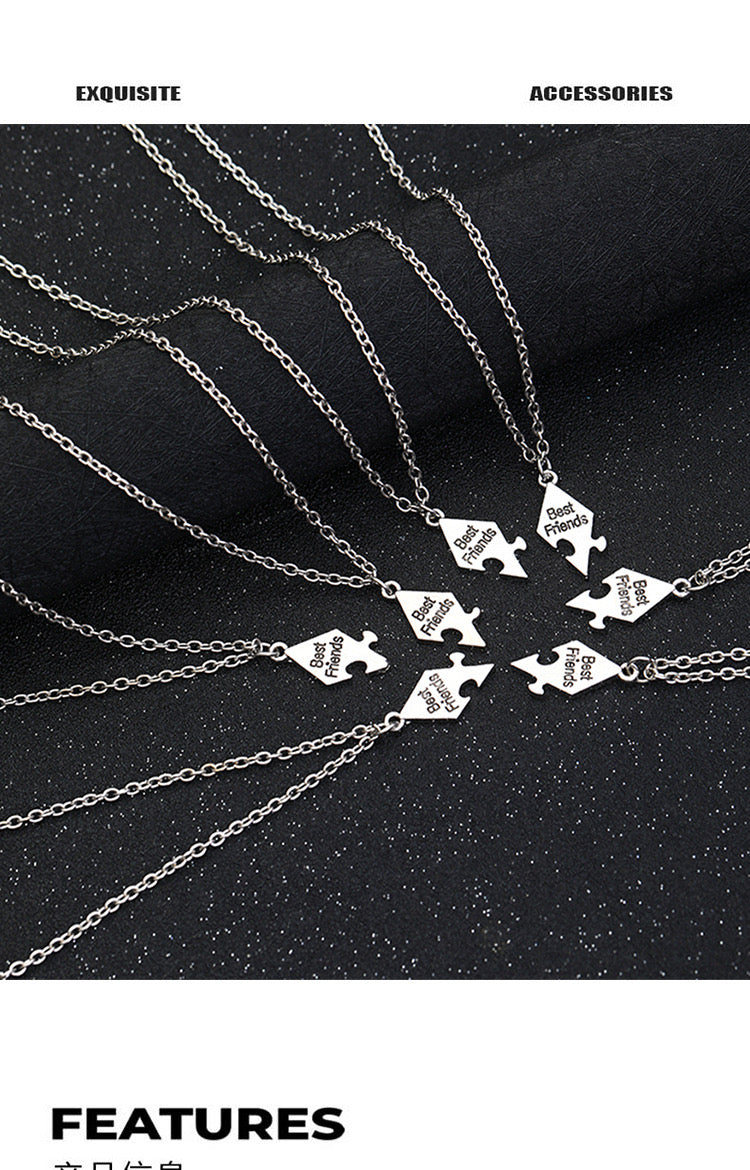 Lot de 4 5 6 7 ou 8 Colliers D'amitié - Puzzle en Forme D’Étoile - A Partager - BFF - Best Friends Forever - Argenté - Amitié