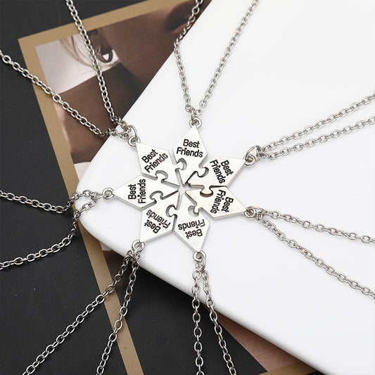 Lot de 4 5 6 7 ou 8 Colliers D'amitié - Puzzle en Forme D’Étoile - A Partager - BFF - Best Friends Forever - Argenté - Amitié