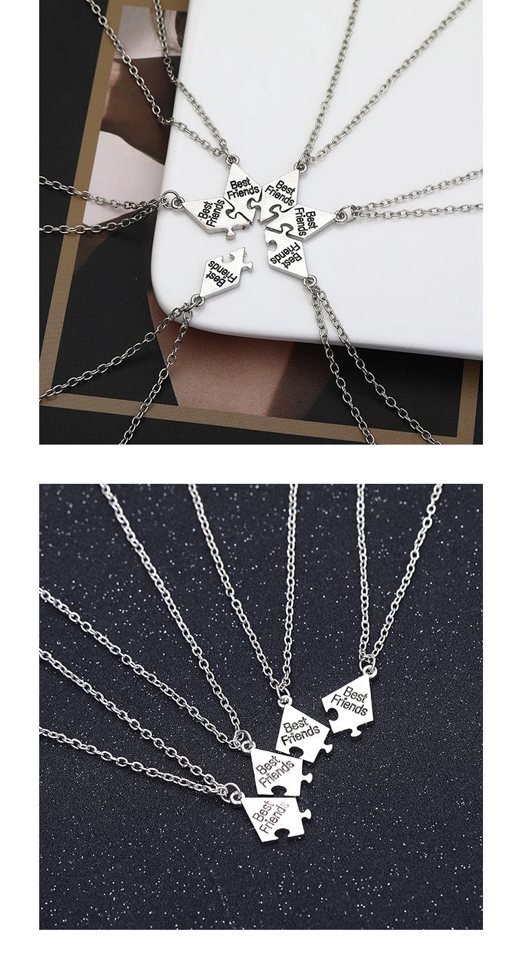 Lot de 4 5 6 7 ou 8 Colliers D'amitié - Puzzle en Forme D’Étoile - A Partager - BFF - Best Friends Forever - Argenté - Amitié