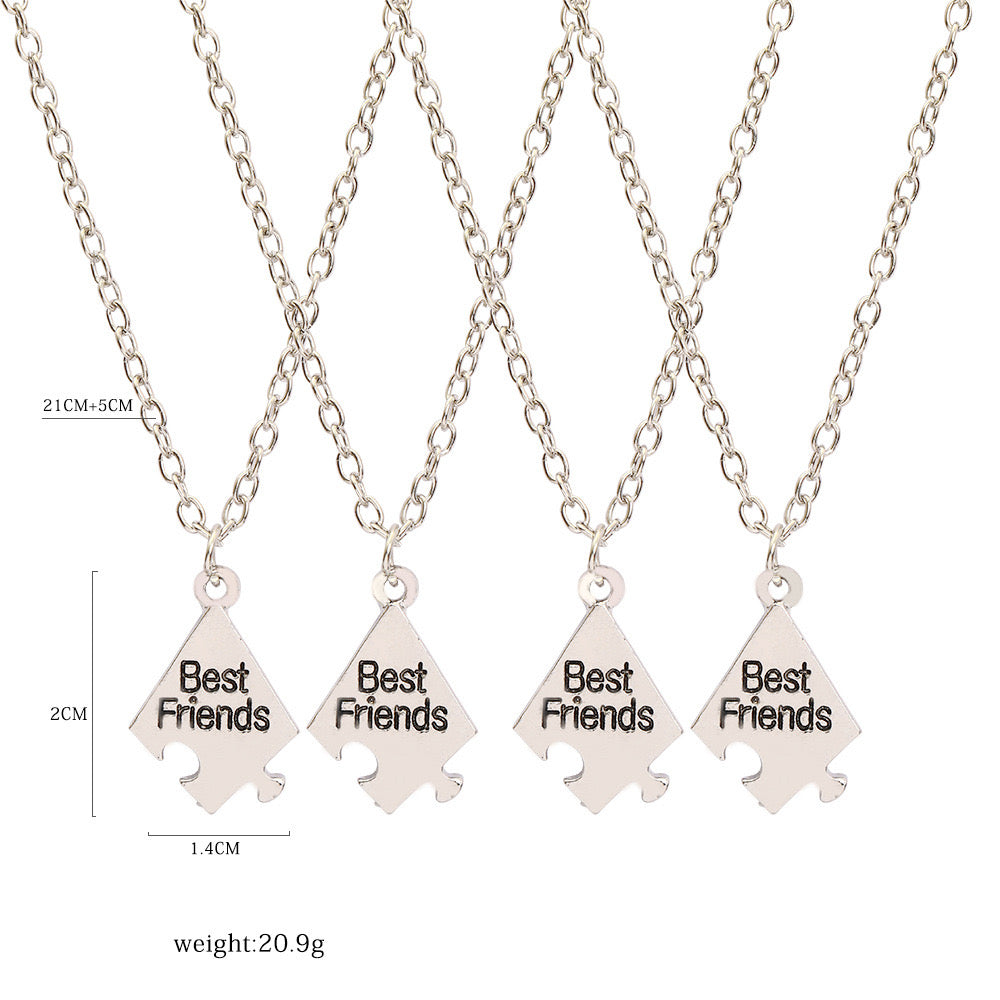Lot de 4 5 6 7 ou 8 Colliers D'amitié - Puzzle en Forme D’Étoile - A Partager - BFF - Best Friends Forever - Argenté - Amitié