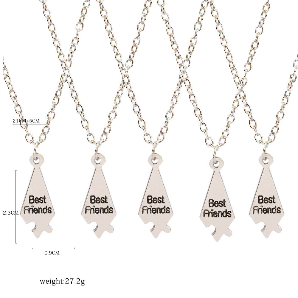 Lot de 4 5 6 7 ou 8 Colliers D'amitié - Puzzle en Forme D’Étoile - A Partager - BFF - Best Friends Forever - Argenté - Amitié